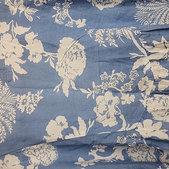 House Of Lacuna Womens Blue Floral Tuscany Boho Romantic Feminine Top Sz M/L - Picture 5 of 13